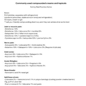 Family Med - Commonly used topicals + creams